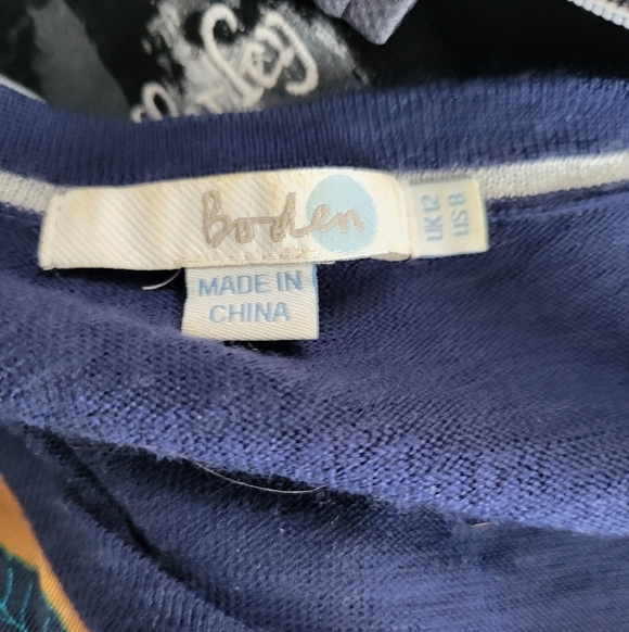 Boden Floral Long Sleeve lightweight wool sweater- Blue and Yellow - Picture 5 of 5